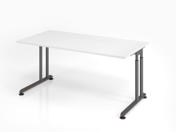 Hammerbacher Schreibtisch ZS16, 160 x 80 cm, Platte: Weiß, 25 mm dick, ABS-Dickkante, Rechteckform, Graphit, VZS16/W/G