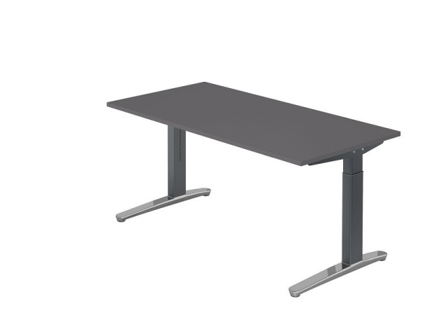 Hammerbacher Schreibtisch C-Fuß 160x80cm Graphit/Graphit (Poliert), Rechteckform, VXB16/G/GC
