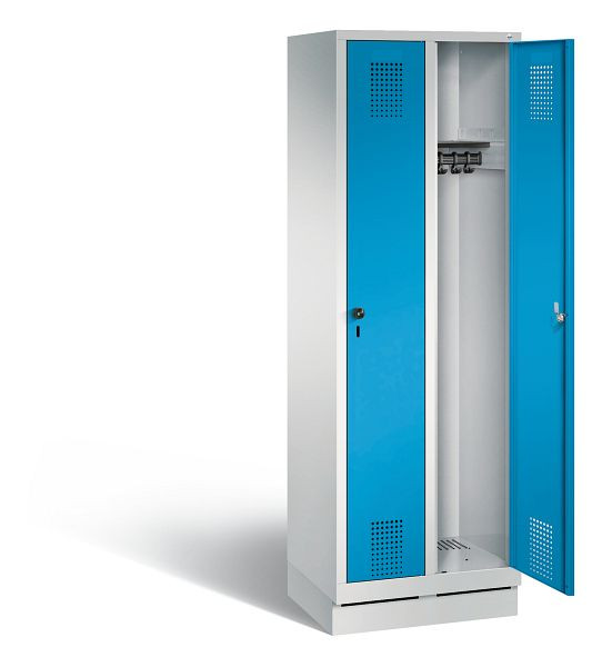 C+P Garderobenschrank Evolo, H1800xB610xT500mm, Farbe: Lichtgrau / Lichtblau, 48020-20 S10000
