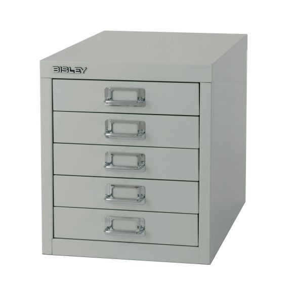 Bisley Home MultiDrawer, 12er Serie, 5 Schubladen à H 51 mm, DIN A4, Farbe: lichtgrau, L125645