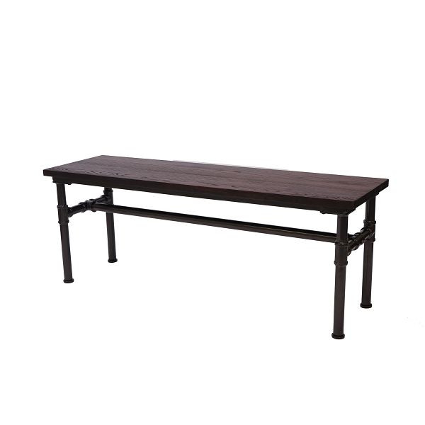 Mendler Sitzbank HWC-H10b, Esszimmerbank Bank Hocker, Ulme Holz Industriedesign, 120x35cm, schwarz-braun, 72488