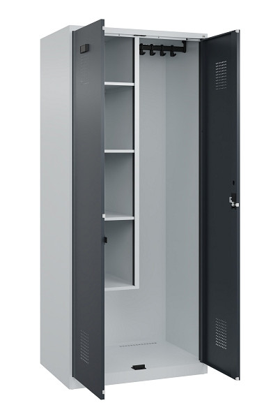 C+P Putzmittel-Spind Evolo PLUS, 2 Abteile, 1850x800x500mm, 7035/7016, Zylinderschloss, 049100-02 S10039