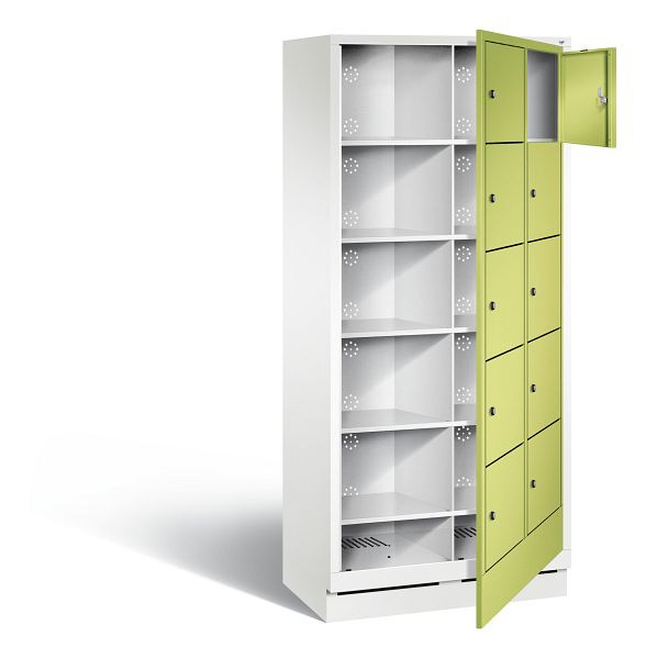 C+P Wäsche-Ausgabeschrank Evolo, H1800xB810xT500mm, Farbe: Verkehrsweiß / Viridingrün, 48160-205 S10290