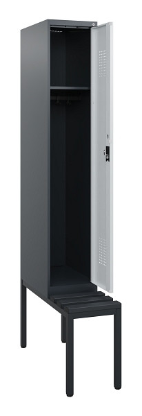 C+P Spind Evolo PLUS, 1 Abteil, 1950x300x815mm, 7016/7035, Zylinderschloss, Material Sitzfläche Kunststoff, Sitzbank, 0490505-10 S10098