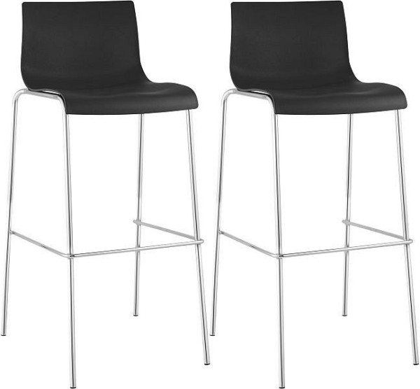 CLP Barhocker Hoover Kunststoff 4-Fuß Gestell chrom, schwarz, VE: 2 Stück, 304467