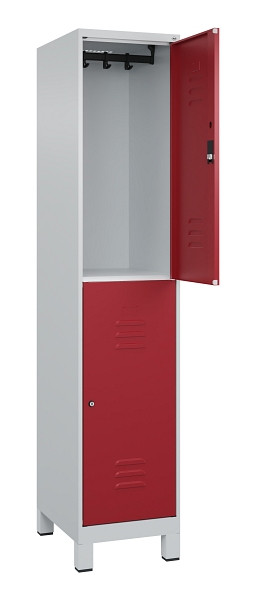 C+P Doppelstock-Spind Classic PLUS, Füße, 1 Abteil, 1950x400x500mm, 7035/3003, 080310-12 S10016
