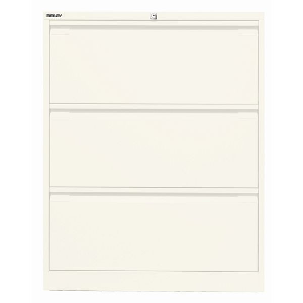 Bisley Hängeregistraturschrank, doppelbahnig, 3 HR-Schubladen, 196 verkehrsweiß antibakteriell, DF3196