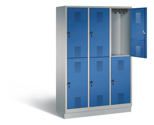 C+P Spind doppelstöckig Evolo, H1800xB1200xT500mm, Farbe: Weißaluminium / Enzianblau, 48320-32 S10526