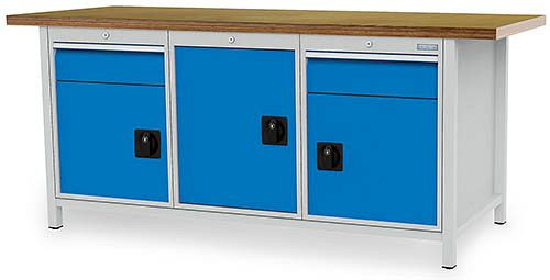 Bedrunka+Hirth Kastenwerkbank Serie 2000 R18-24, 2x150mm, Schubladen-Vollauszug 100%, 2000 x 750 x 959 mm, 03.19.34V9