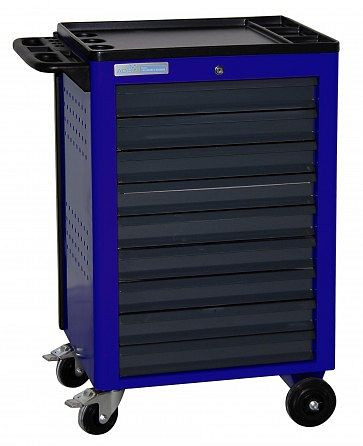 ADB Werkstattwagen Basic mit 9 Schubladen, Maße: 960 x 610 x 450mm (HxBxT), Farbe Korpus: blau, RAL 5010, Farbe Front: grau, RAL 7016, 20995