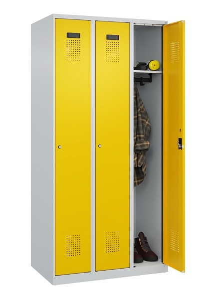 C+P Spind Evolo PLUS, 3 Abteile, 1850x900x500mm, 7035/1023, Verschluss Zylinderschloss, Ablageböden 3, 049000-30 S10028