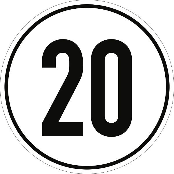 Moedel Geschwindigkeitsschild, 20 km/h, Folie, Ø 200 mm, 54275