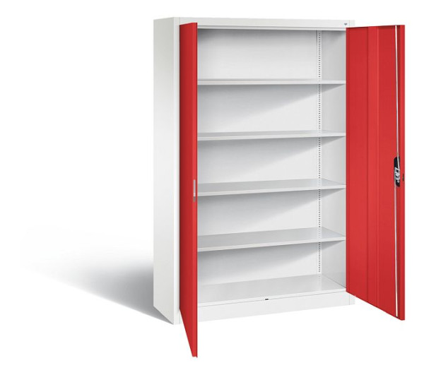 C+P Büroschrank Acurado, H1950xB1200xT400mm, Farbe: Verkehrsweiß / feuerrot, Muldengriff, 5 OH, 9460-000 S10943