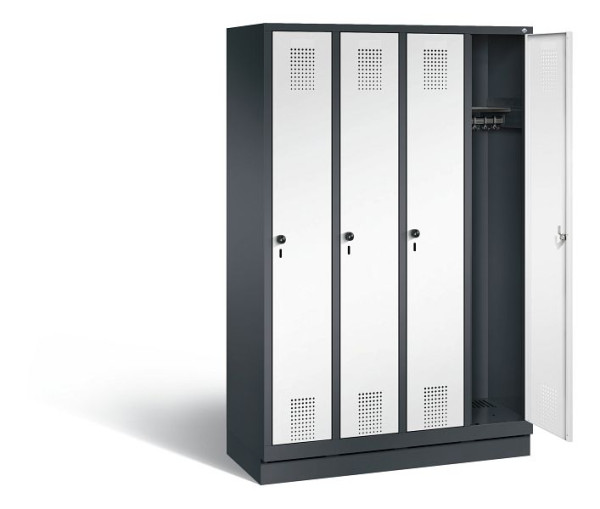 C+P Garderobenschrank Evolo, H1800xB1190xT500mm, Farbe: Schwarzgrau / Verkehrsweiß, 48020-40 S10999