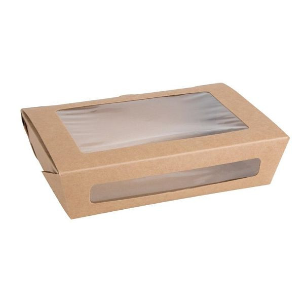 Fiesta Compostable kompostierbare Salatschüsseln mit PLA-Fenstern 1200ml (200 Stück), FB677