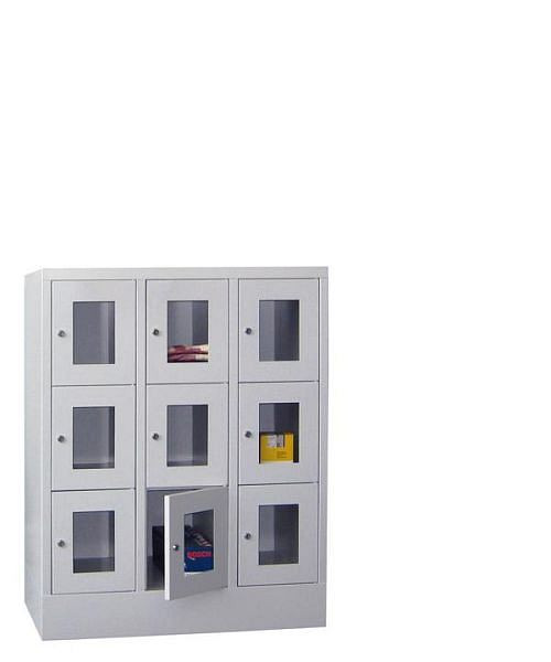 Pavoy Schließfachschrank mit Sockel 1187/500/900, 3b x 3h, Zylinderschloss, Abteilbreite 300, Sichtfenster, 61213-333-091-910