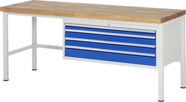 RAU Werkbank Serie 8000 - Modell 8332, B2000 x T700 x H840-1040 mm, Systemunterbau B1995 x T650 x H800-1000 mm, 03-8332A1-207B4H.11