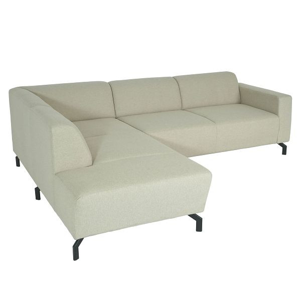 Mendler Ecksofa HWC-J60, Couch Sofa mit Ottomane links, Made in EU, wasserabweisend, Stoff/Textil sand-braun, 81860+81861