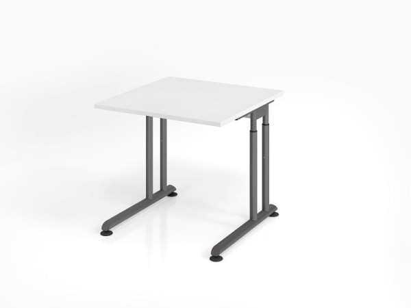 Hammerbacher Schreibtisch ZS08, 80 x 80 cm, Platte: Weiß, 25 mm dick, ABS-Dickkante, Rechteckform, Graphit, VZS08/W/G