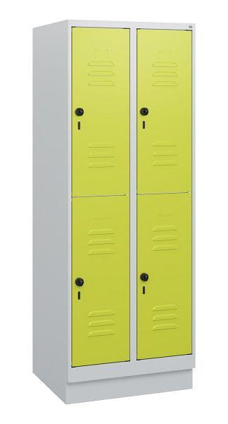 C+P Doppelstöckiger Spind Classic PLUS, Sockel, 2 Abteile, 1630x600x500mm, 7035/0024, Drehriegel, 0803205-20 S10010