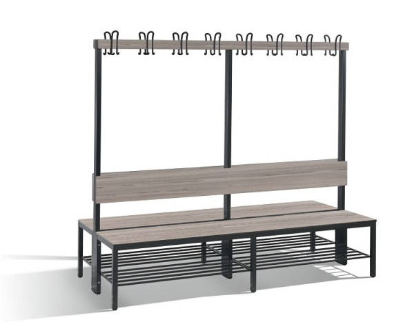 C+P Doppelseitige Garderobenbank mit Rückenlehne, Basic Plus, H1650xB1960xT760mm, 8062-210 S10003