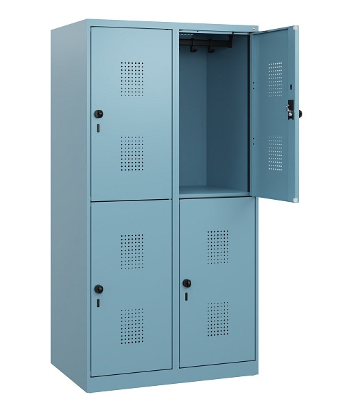 C+P Doppelstöckiger Spind Evolo PLUS, 4 Fächer, 1530x800x500mm, 0010/0010, Drehriegel, 0493005-22 S10025