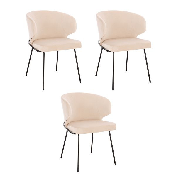 HOME DELUXE Esszimmerstuhl AMARA Samt Beige - Stückzahl: 3, 55996