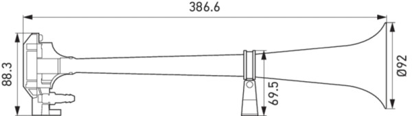HELLA Fanfare CA30, 12V, 115dB(A), Frequenzbereich: 370Hz, Hochton, elektrisch-pneumatisch, ECE, Gehäusefarbe: chrom, 3PA 013 410-001