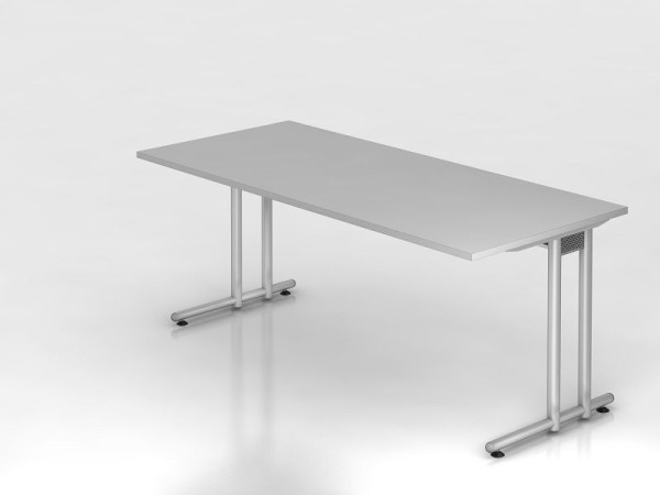 Hammerbacher Schreibtisch C-Fuß 180x80cm Grau/Silber, Arbeitshöhe 72 cm, VNS19/5/S