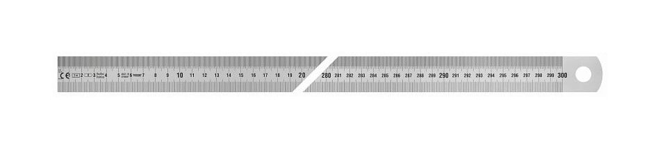 Vogel Germany Stahlmaßstab, Typ B, 3000 x 30 x 1,0 mm, Ablesung von links nach rechts, 1018020300