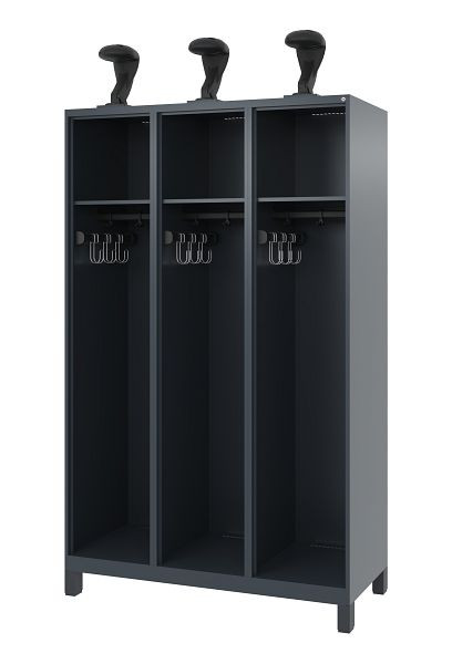 C+P Feuerwehrspind Evolo, Modell EXPERT, 3 Abteile, H1850B1200T500 mm, Anthrazit, Füße, 0491015-32 S10007