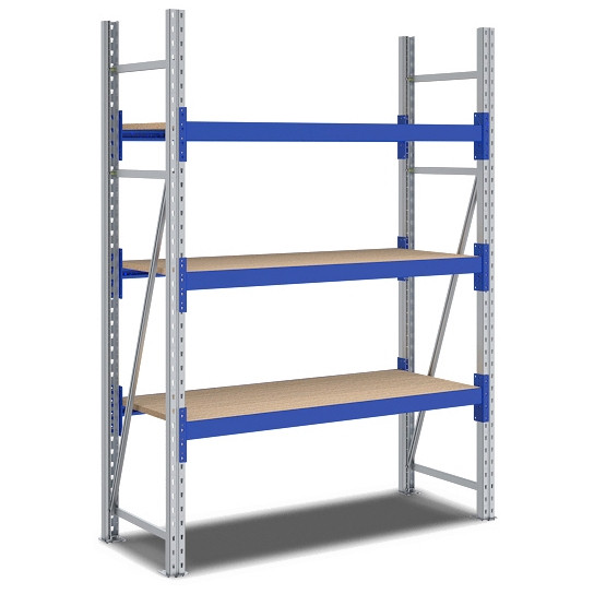 BITO Weitspannregal Set /F2 2000x600x1350 Grundfeld 3 Ebenen Spanplatte RAL5010 U, C0350-0002