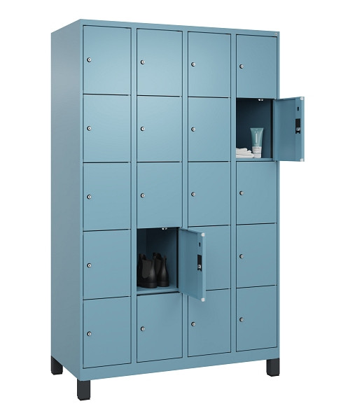 C+P Schließfachschrank Evolo PLUS, mit Füßen, 20 Fächer, 1950x1200x500mm, 0010/2406015 RDS Architekturblau, 049010-405 S10021