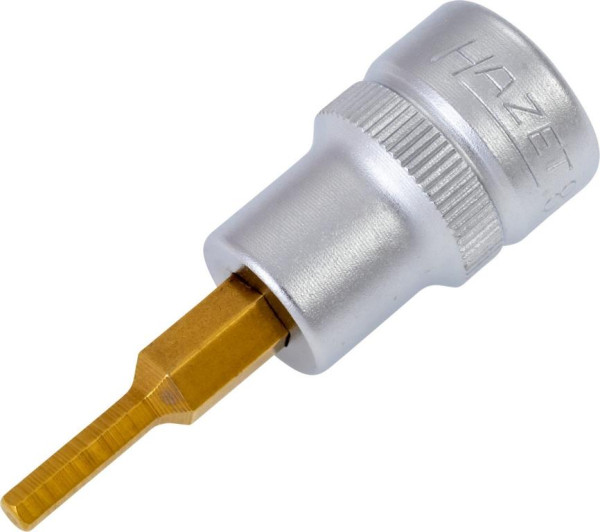Hazet Schraubendreher-Steckschlüsseleinsatz, Vierkant hohl 10 mm, Innen-Sechskant Profil, 3 mm, Kurze Ausführung Mit Rändelung, 8801-3