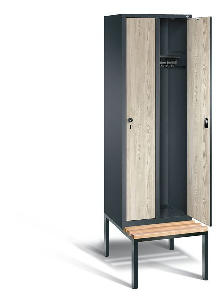 C+P Garderobenschrank Evolo, H2090xB610xT815mm, Farbe: Anthrazitgrau / Dekor Sen-Esche, 48050-20 S10492