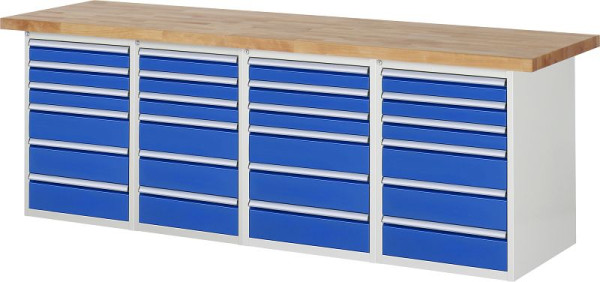RAU Werkbank Serie 7000 - Modell 7515-5, B2500 x T700 x H890 mm, Systemunterbau B2500 x T650 x H850 mm, 03-7515A5-257B4M.11