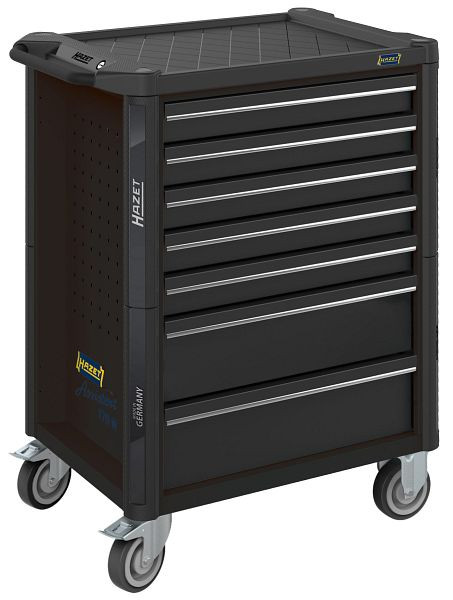 Hazet Werkstattwagen Assistent, Schwarz (RAL 9005), Kunststoff-Arbeitsplatte, 7 Schubladen, 179N-7-RAL9005