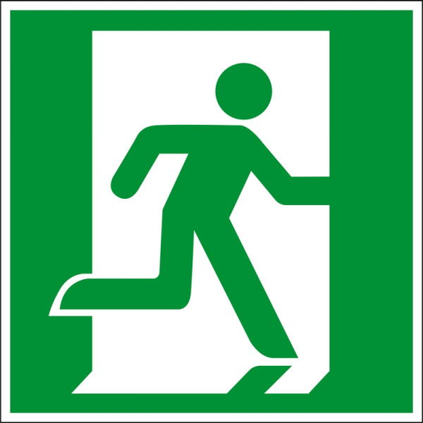Eichner Fluchtwegsschild "Fluchtweg - Notausgang rechts", B x H: 15 x 15 cm, Folie, selbstklebend, langnachleuchtend HI 150, 9225-14061-015