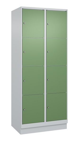 C+P Schließfachschrank Classic PLUS, Sockel, 2 Abteile mit je 4 Fächern, 1950x800x500mm, 7035/6011, 080020-224 S10006