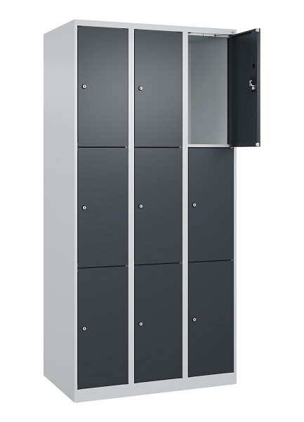 C+P Schließfachschrank Evolo PLUS, 9 Fächer, 1850x900x500mm, 7035/7016, 049000-303 S10012