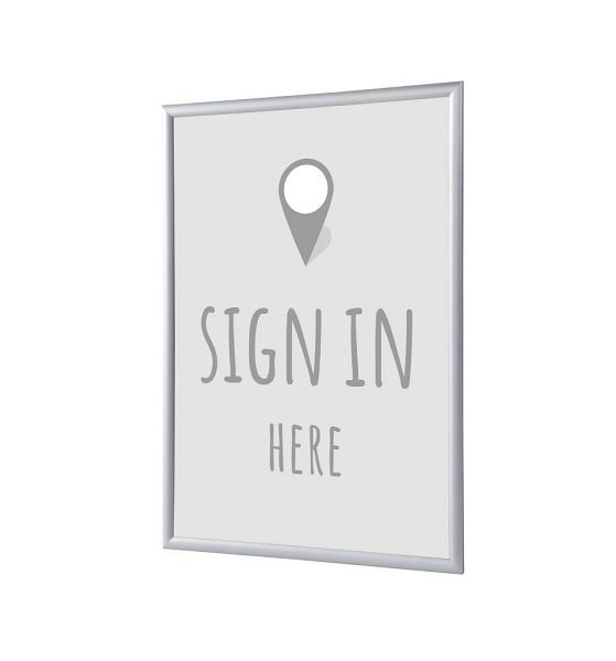 Showdown Displays Klapprahmen A4 Komplettset Hier Anmelden Grau Englisch, KRA4G25LPPI448