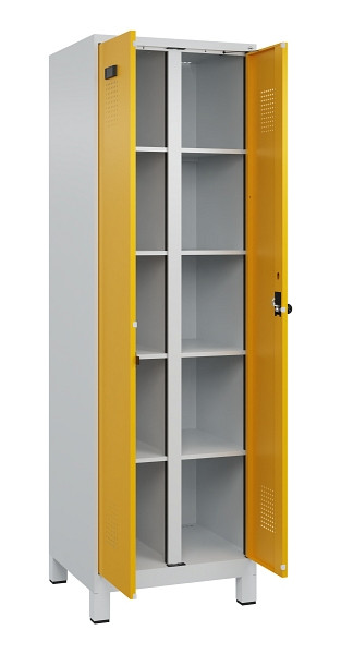 C+P Wäsche-Spind Evolo PLUS, mit Füßen, 2 Abteile, 1950x600x500mm, 7035/1004, Verschluss Drehriegel, 049012-20B S10000