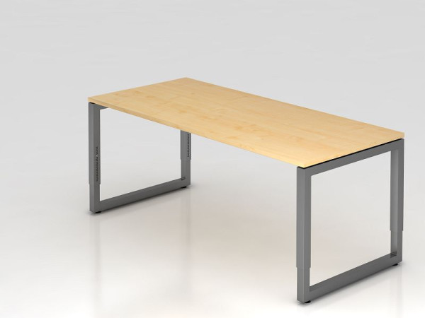 Hammerbacher Schreibtisch O-Fuß eckig 180x80cm Ahorn/Graphit, Rechteckform mit schwebender Tischplatte, VRS19/3/G