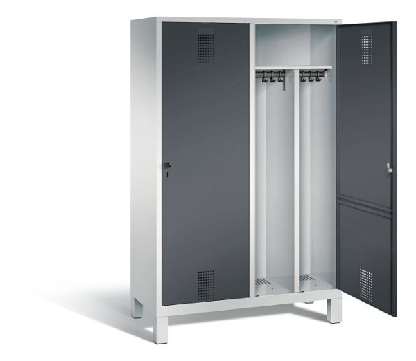 C+P Schwarz-Weiss-Spind Evolo, H1850xB1190xT500mm, Farbe: Lichtgrau / Schwarzgrau, 48210-40 S10043