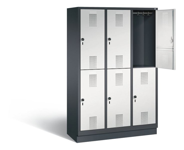 C+P Spind doppelstöckig Evolo, H1800xB1200xT500mm, Farbe: Schwarzgrau / Lichtgrau, 48320-32 S10029