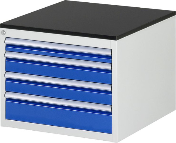 RAU Schubladenschrank Serie 7000, B580 x T650 x H460mm, Schubladen: 1xH60, 2xH90, 1xH120mm, Arbeitsplatte mit Melaminharzbeschichtung, 03-L2.7A-M.11