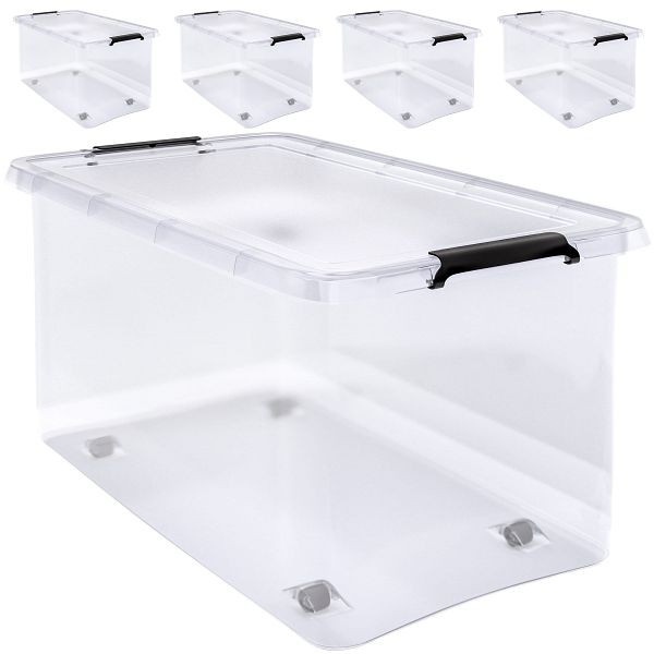 DEUBA Aufbewahrungsbox, VE: 4er-Set Transparent 60x40x35cm 60L stapelbar, 995251