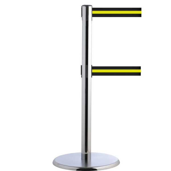 Stein HGS Personenleitsystem -P-Line Duo-, chrom, schwarz/gelb/schwarz waagerecht (gestreift), mit Sicherheitsverschluss (selbstlösend), Gurtlänge: 2 x 4 m, 14151-0803