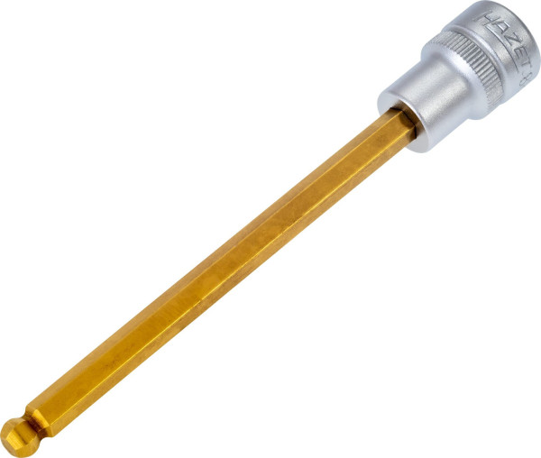 Hazet Schraubendreher-Steckschlüsseleinsatz, Vierkant hohl 10 mm, Innen-Sechskant Profil, 6 mm, Lange Ausführung Mit Kugelkopf, 8801KK-6