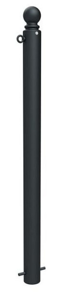 Schake Stilpoller Typ 485B -ortsfest- zum Einbetonieren, Ø 82mm, mit, Kugelkopf, beschichtet mattschwarz, mit 1 Öse, 485B+1
